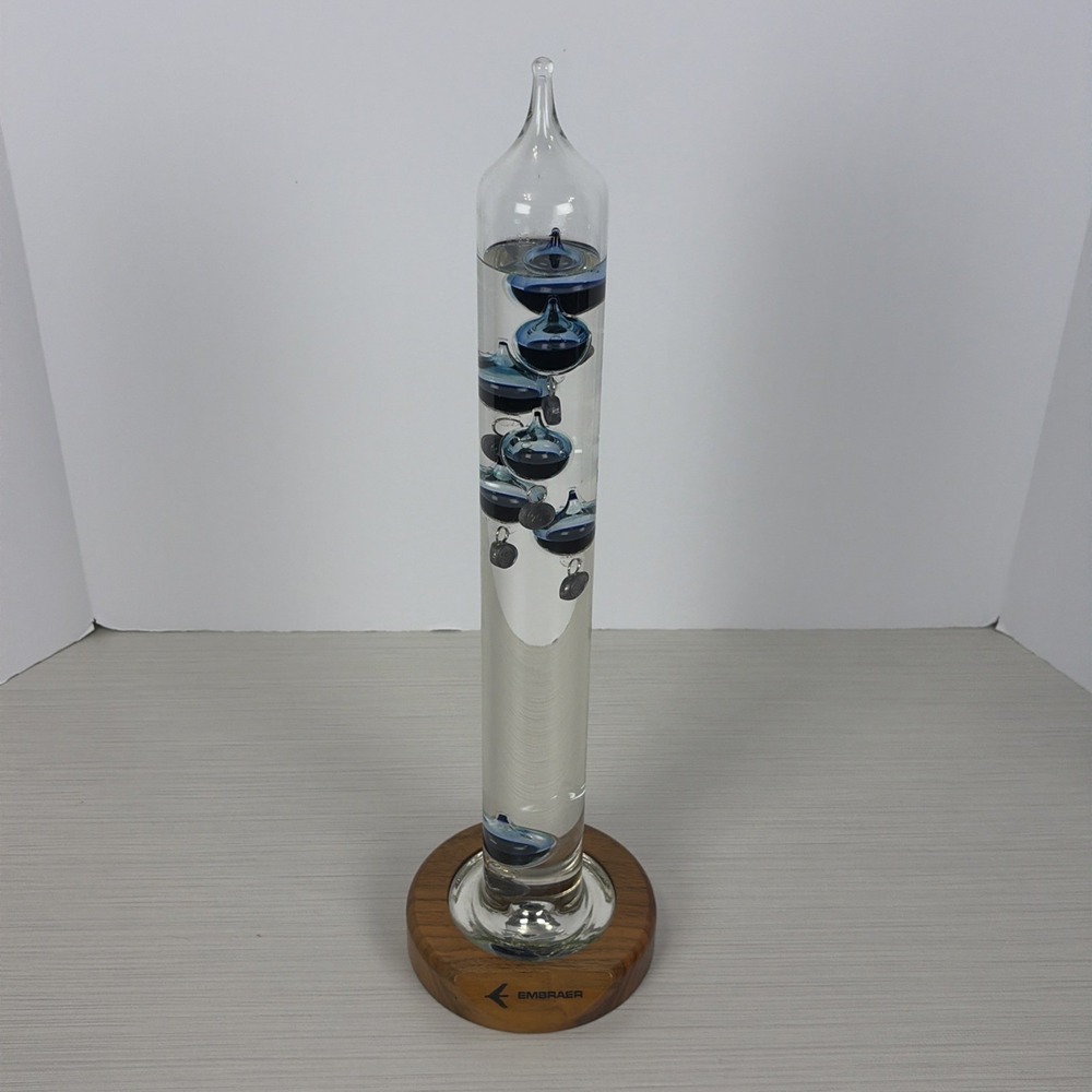 Embraer Galileo Thermometer 17" Height Wood Base